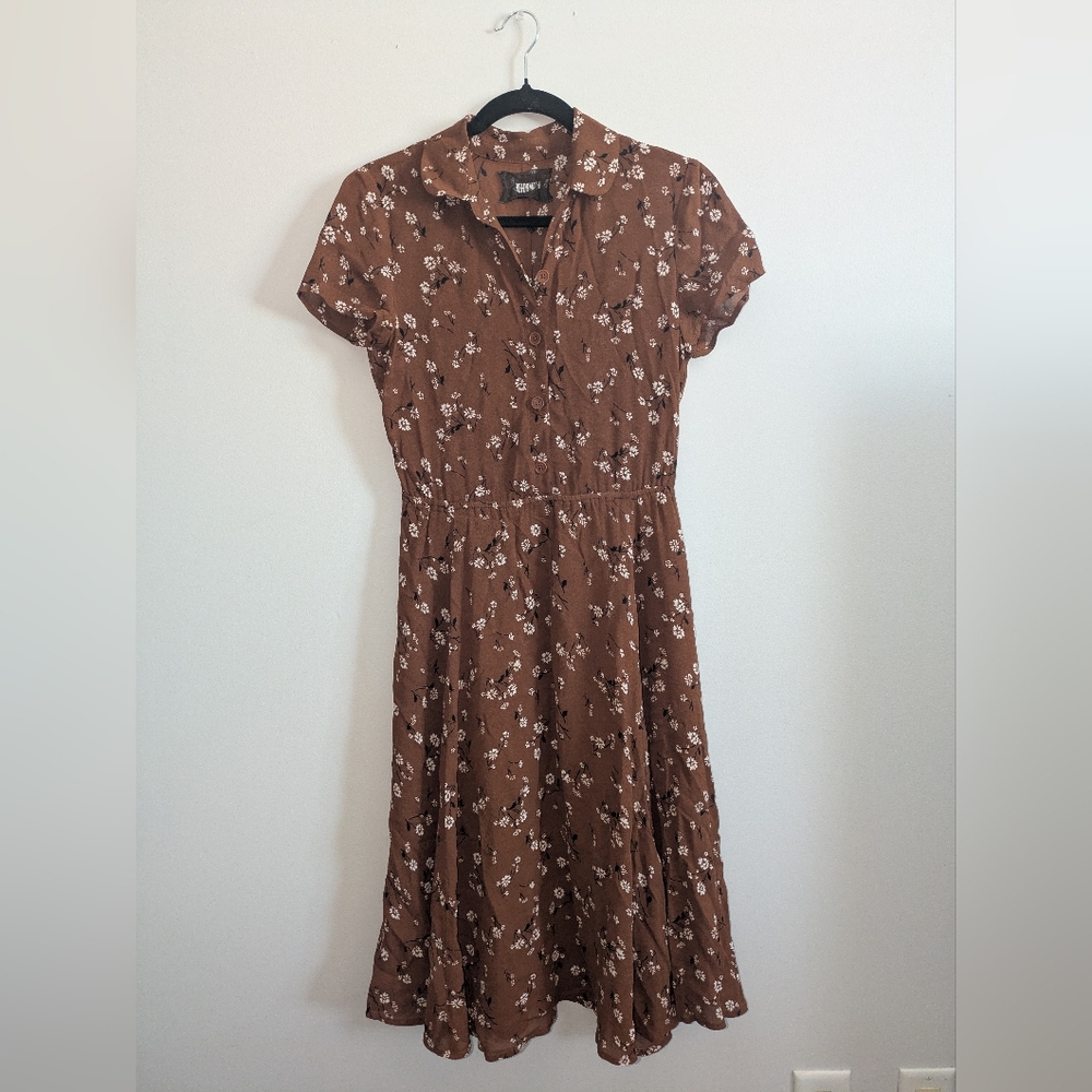 Reformation Leigh Floral Brown Dress Size small $218 - Picture 2 of 8